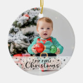 Mijn eerste Kerstmis met twee foto's op naam Keramisch Ornament (Voorkant)
