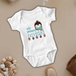 Mijn Eerste Kerstmis Mooie Pinguïn Spaanse Baby Romper