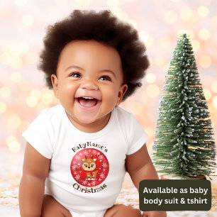 Mijn Eerste Kerstmis naam met schattig rendierrood Romper