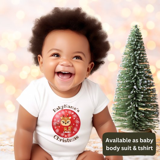 Mijn Eerste Kerstmis naam met schattig rendierrood Romper