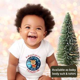 Mijn Eerste Kerstmis naam met schattige rendieren Romper