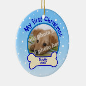 Mijn eerste Kerstmis, persoonlijke foto-hondenvers Keramisch Ornament (Rechts)