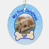 Mijn eerste Kerstmis, persoonlijke foto-hondenvers Keramisch Ornament (Links)