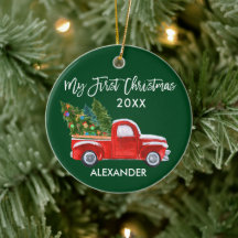 Mijn eerste Kerstmis  Red Truck Baby Green