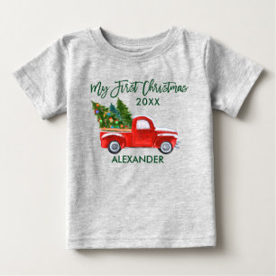 Mijn eerste Kerstmis: Red Truck Green Script Grey