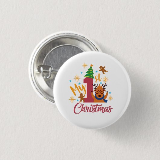 Mijn eerste Kerstmis Ronde Button 3,2 Cm (Voorkant /achterkant)