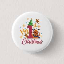 Mijn eerste Kerstmis Ronde Button 3,2 Cm