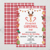 Mijn eerste Kerstmis, Rudolph Rendier Verjaardag Kaart (Voorkant / Achterkant)