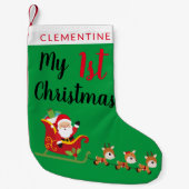 Mijn eerste Kerstmis | Santa Reindeer Holiday Kleine Kerstsok (Voorkant)