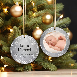 Mijn eerste Kerstmis, Silver Photo Keepomwille Keramisch Ornament