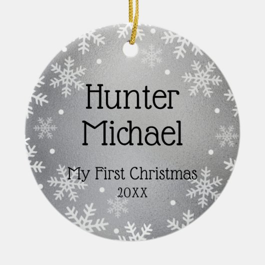 Mijn eerste Kerstmis, Silver Photo Keepomwille Keramisch Ornament (Voorkant)