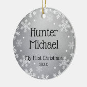 Mijn eerste Kerstmis, Silver Photo Keepomwille Keramisch Ornament (Links)