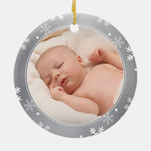 Mijn eerste Kerstmis, Silver Photo Keepomwille Keramisch Ornament (Achterkant)