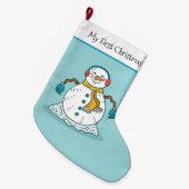 Mijn Eerste Kerstmis Sneeuwman Grote Kerstsok (Voorkant (Hangend))