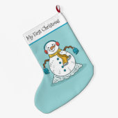 Mijn Eerste Kerstmis Sneeuwman Grote Kerstsok (Achterkant (Hangend))