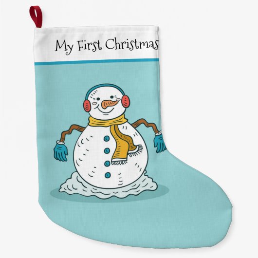 Mijn Eerste Kerstmis Sneeuwman Grote Kerstsok (Voorkant)