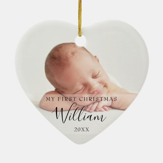 Mijn eerste Kerstmis Teddy Bear Blauwe Ballonnen F Keramisch Ornament (Achterkant)