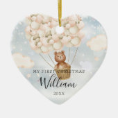 Mijn eerste Kerstmis Teddy Bear Gouden Ballonnen F Keramisch Ornament (Voorkant)