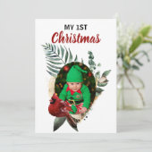 Mijn eerste Kerstmis, twee nieuwe babyfoto's feest Feestdagenkaart (Staand voorkant)