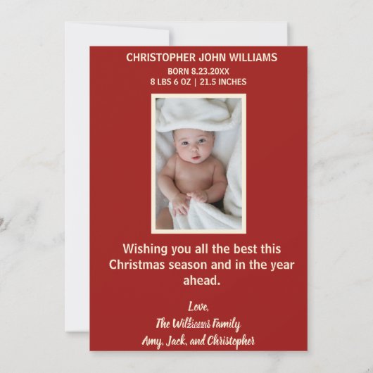 Mijn eerste Kerstmis, twee nieuwe babyfoto's feest Feestdagenkaart (Achterkant)