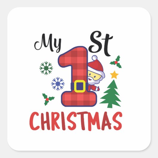 Mijn eerste Kerstmis Vierkante Sticker (Voorkant)