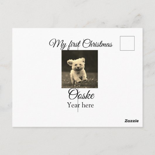 Mijn eerste Kerstmis voeg huisdier naam datum jaar Briefkaart (Achterkant)