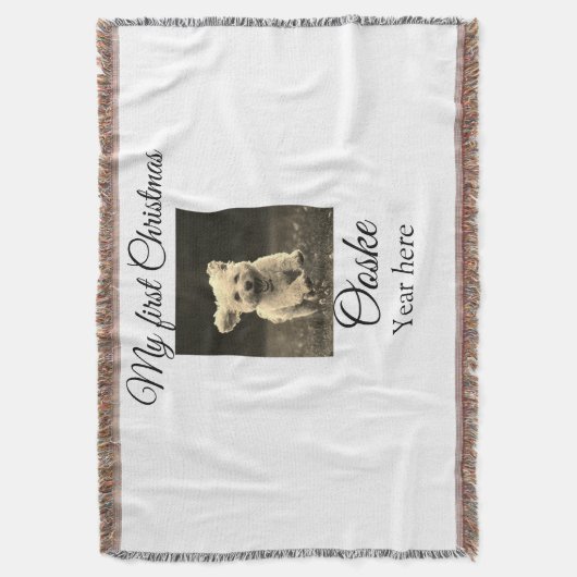 Mijn eerste Kerstmis voeg huisdier naam datum jaar Deken (Voorkant Verticaal)