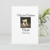 Mijn eerste Kerstmis voeg huisdier naam datum jaar Feestdagenkaart (Staand voorkant)