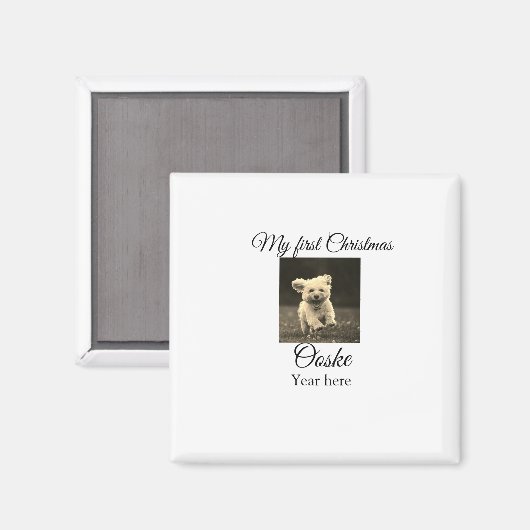Mijn eerste Kerstmis voeg huisdier naam datum jaar Magneet (Voorkant / Achterkant)