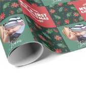 Mijn eerste kerstnaam Baby fotopapier met wieltjes Cadeaupapier (Rol Hoek)