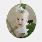 Mijn eerste kerstnaam en foto rood en goud keramisch ornament (Links)