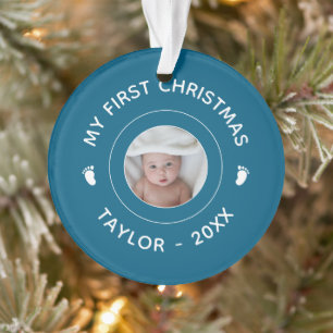 Mijn eerste kerstnaam Foto Newborn Baby Feet Ornament
