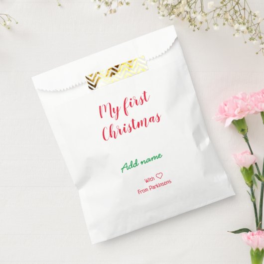 Mijn eerste kerstnaam met liefde toevoegen bedankzakje (Gezegeld)