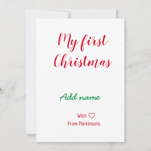 Mijn eerste kerstnaam met liefde toevoegen kaart (Voorkant)