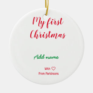 Mijn eerste kerstnaam met liefde toevoegen keramisch ornament