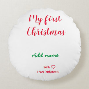 Mijn eerste kerstnaam met liefde toevoegen rond kussen