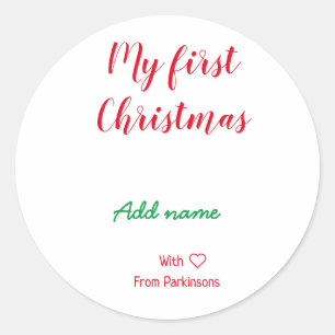 Mijn eerste kerstnaam met liefde toevoegen ronde sticker