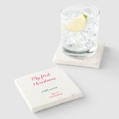 Mijn eerste kerstnaam met liefde toevoegen stenen onderzetter (Zijkant)