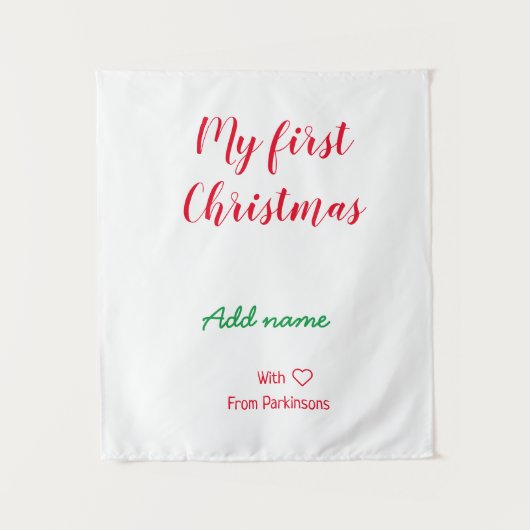 Mijn eerste kerstnaam met liefde toevoegen wandkleed (Voorkant)