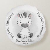 Mijn eerste kerstnaam Zebra Christmas Rond Kussen (Achterkant)