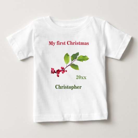 Mijn eerste kerstnamenaam date holly berry T-Shirt (Voorkant)