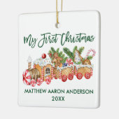 Mijn eerste kerstontbijtontbijt Baby Groen Keramisch Ornament (Links)