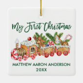 Mijn eerste kerstontbijtontbijt Baby Groen Keramisch Ornament (Achterkant)