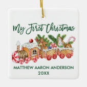 Mijn eerste kerstontbijtontbijt Baby Groen Keramisch Ornament (Voorkant)