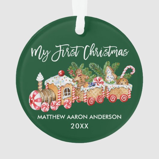 Mijn eerste kerstontbijtontbijt Baby Groen Ornament (achterkant)