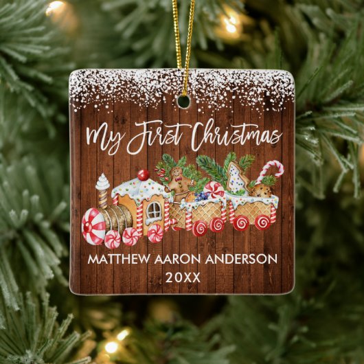 Mijn eerste kerstontbijtontbijt met sneeuw-Baby Keramisch Ornament (Boom)