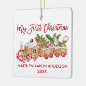 Mijn eerste kerstontbijtontbijttrein Baby Red Keramisch Ornament (Links)