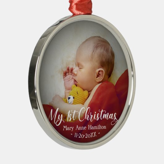 Mijn eerste kerstpasgeboren Baby foto bevestigen Metalen Ornament (Rechts)