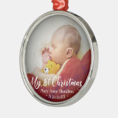 Mijn eerste kerstpasgeboren Baby foto bevestigen Metalen Ornament (Links)