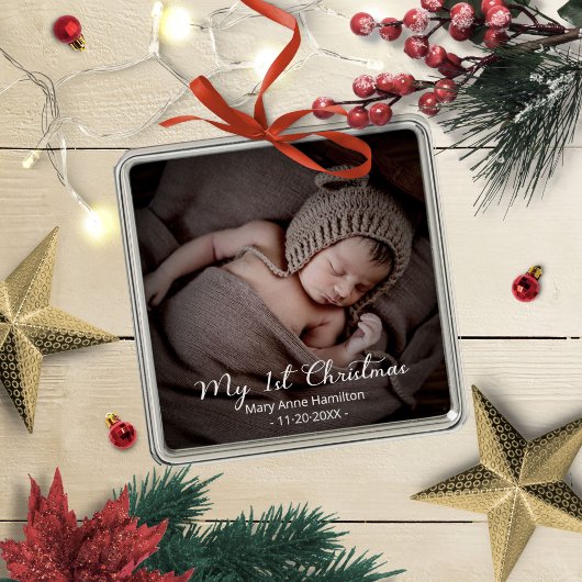 Mijn eerste kerstpasgeboren Baby Foto Metalen Ornament